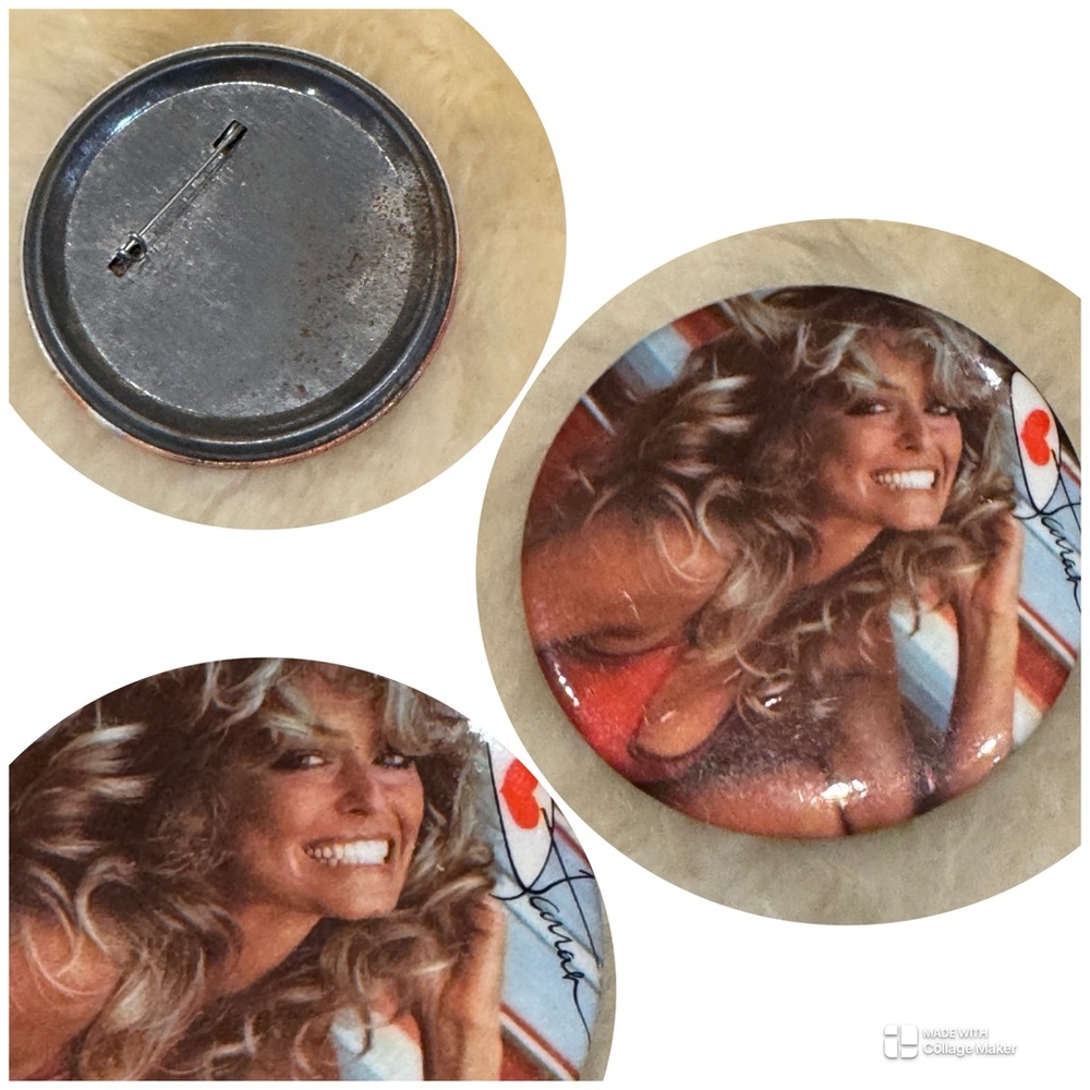 Vintage 1977 Original Farrah Fawcett Button pin